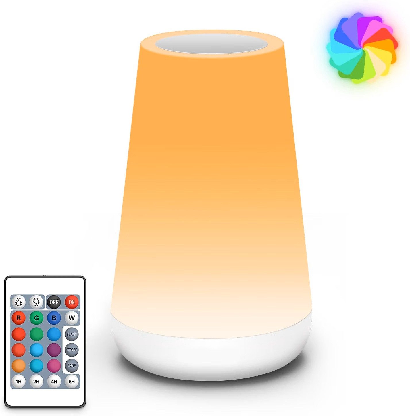 Auxmir LED Nachttischlampe Touch Dimmbar, Nachtlicht mit Fernbedienung, LED fest integriert, Farbwechsler, 5 Modi, RGB FarbenTischlampe mit Timer