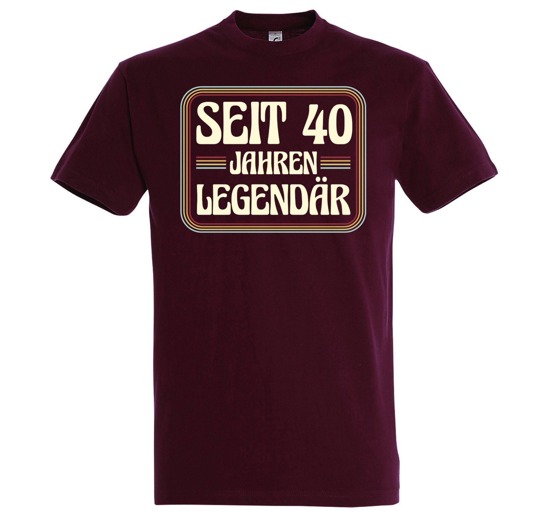 Youth Designz T-Shirt Seit 40 Jahren Legendär Herren Shirt mit Trendigem Frontdruck Burgund