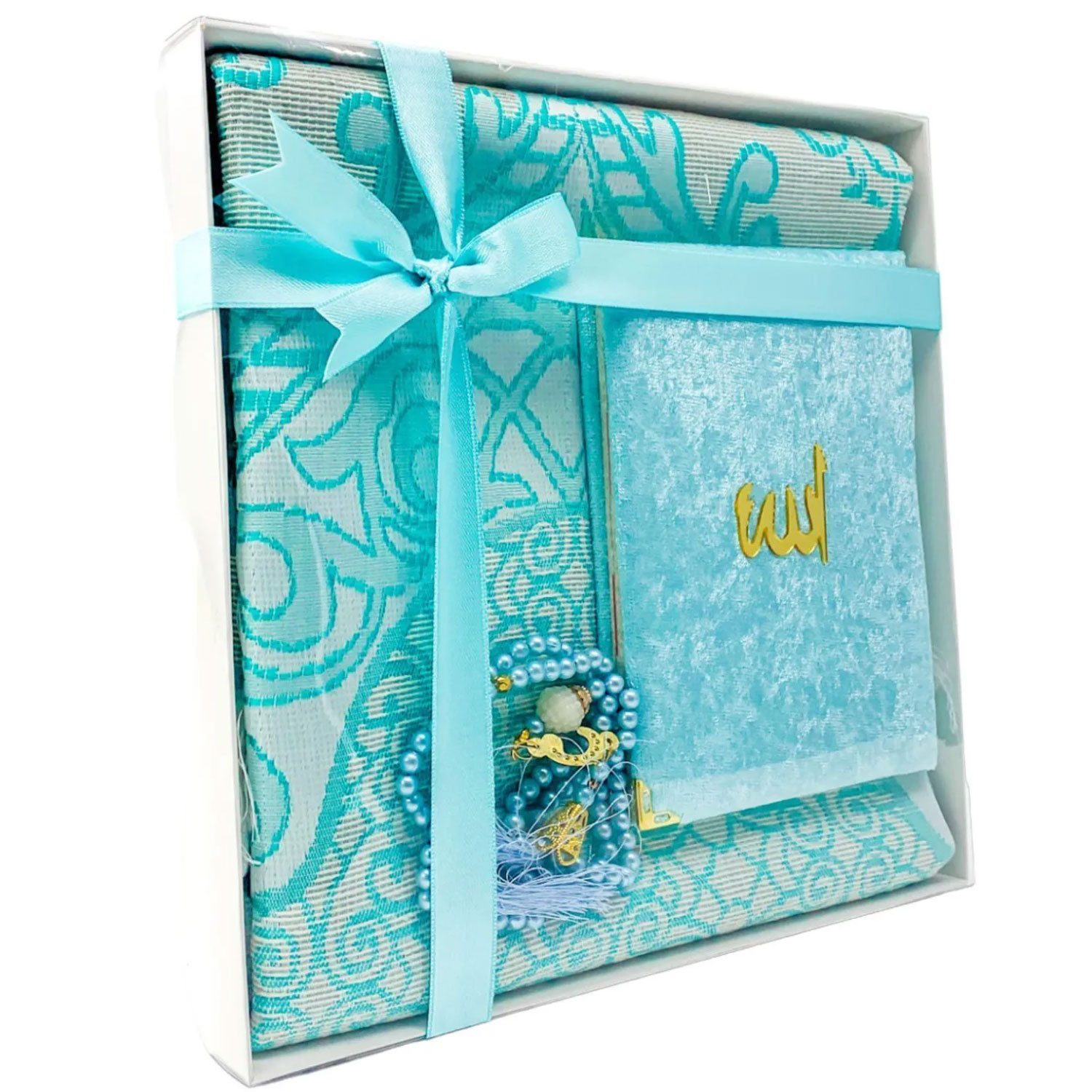 Jungengel Geschenkbox Ceyiz Set Yasin Süresi Gebetsteppich Tesbih Namazlik Mitgift Seccade, Komplett-Set, Wundervolles Design, Inkl. Geschenkverpackung