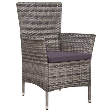 furnicato Gartenstuhl und Hocker mit Polstern Poly Rattan Grau