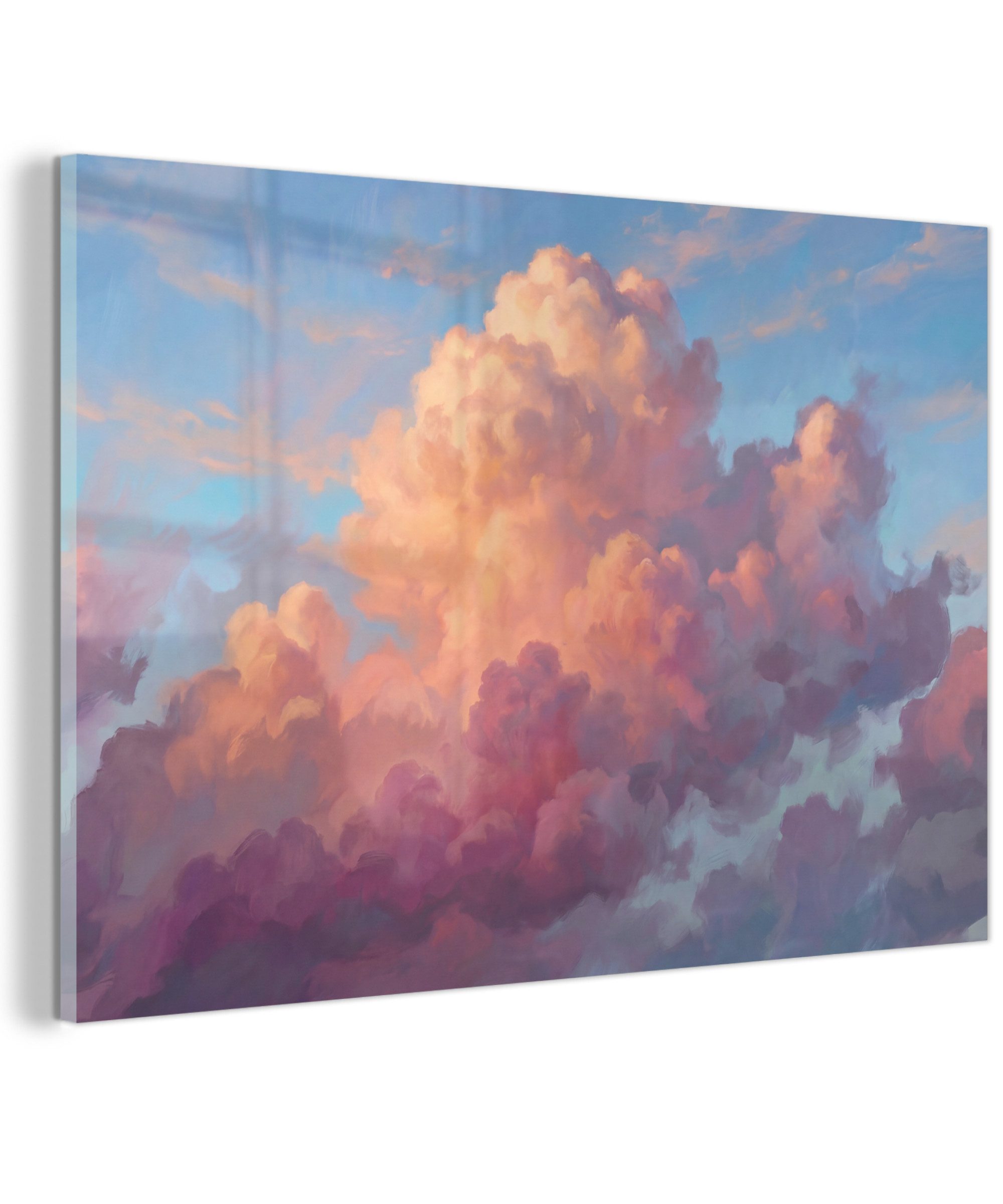 MuchoWow Acrylglasbild Wolken – Himmel – Natur – Abstrakt – Bunt, Inkl. Aufhängung, Glasbilder Wohnzimmer, Schlafzimmer, Flur & Esszimmer, 30x20 cm