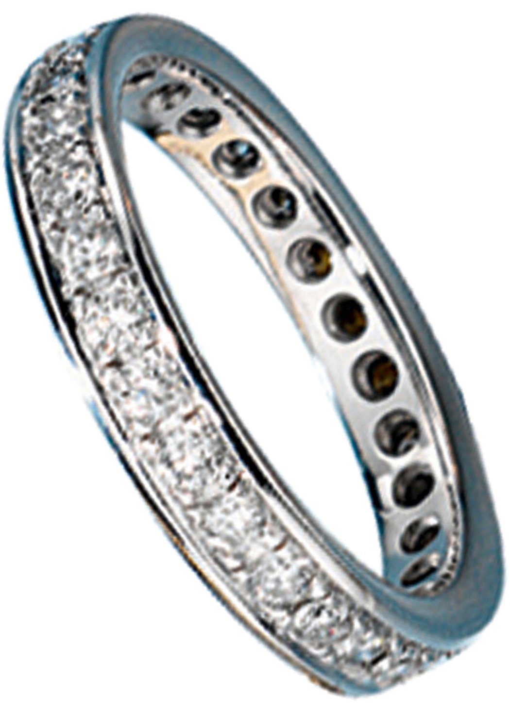 Damen Schmuck JOBO Fingerring Ring mit Diamanten rundum, 585 Weißgold