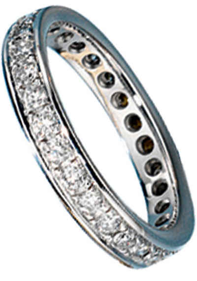 JOBO Fingerring Ring mit Diamanten rundum, 585 Weißgold