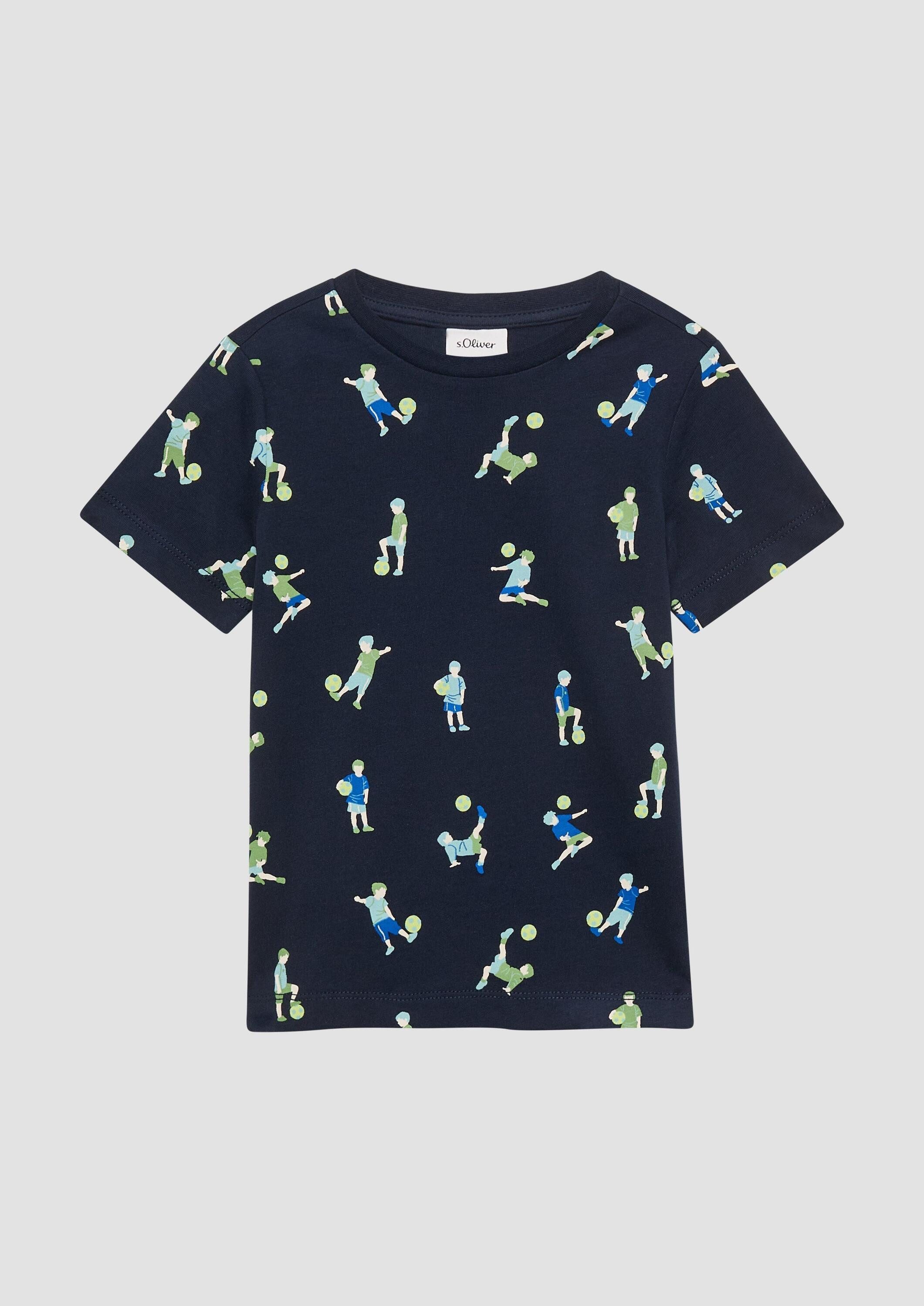 s.Oliver Kurzarmshirt T-Shirt T-Shirt aus heavy Jersey mit All-over-Print