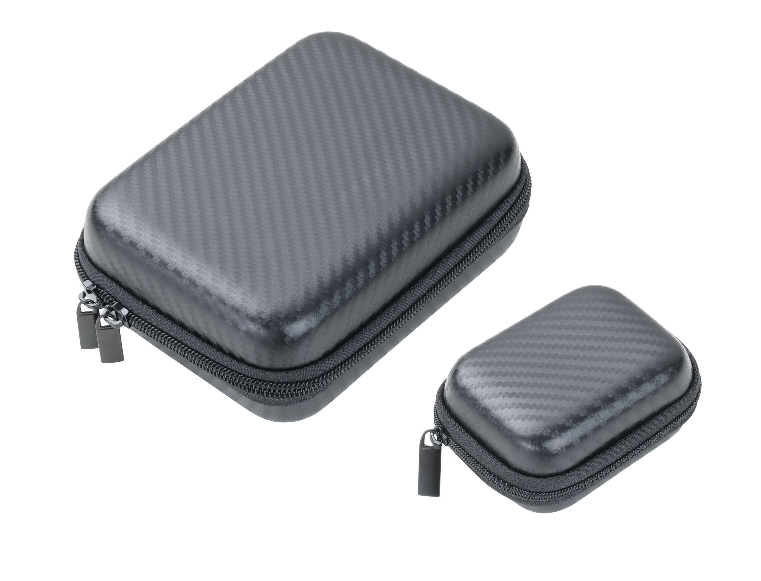 TROIKA Organizer ONPACK Set Hardcover Etui – Tasche für Elektronik & Reiseaccessoires (Spar-Set, 2 St., entnehmbarer Elastikband-Einlage), kompakt & stapelbar, in Braun, Carbon oder Schwarz, 2 Fächer