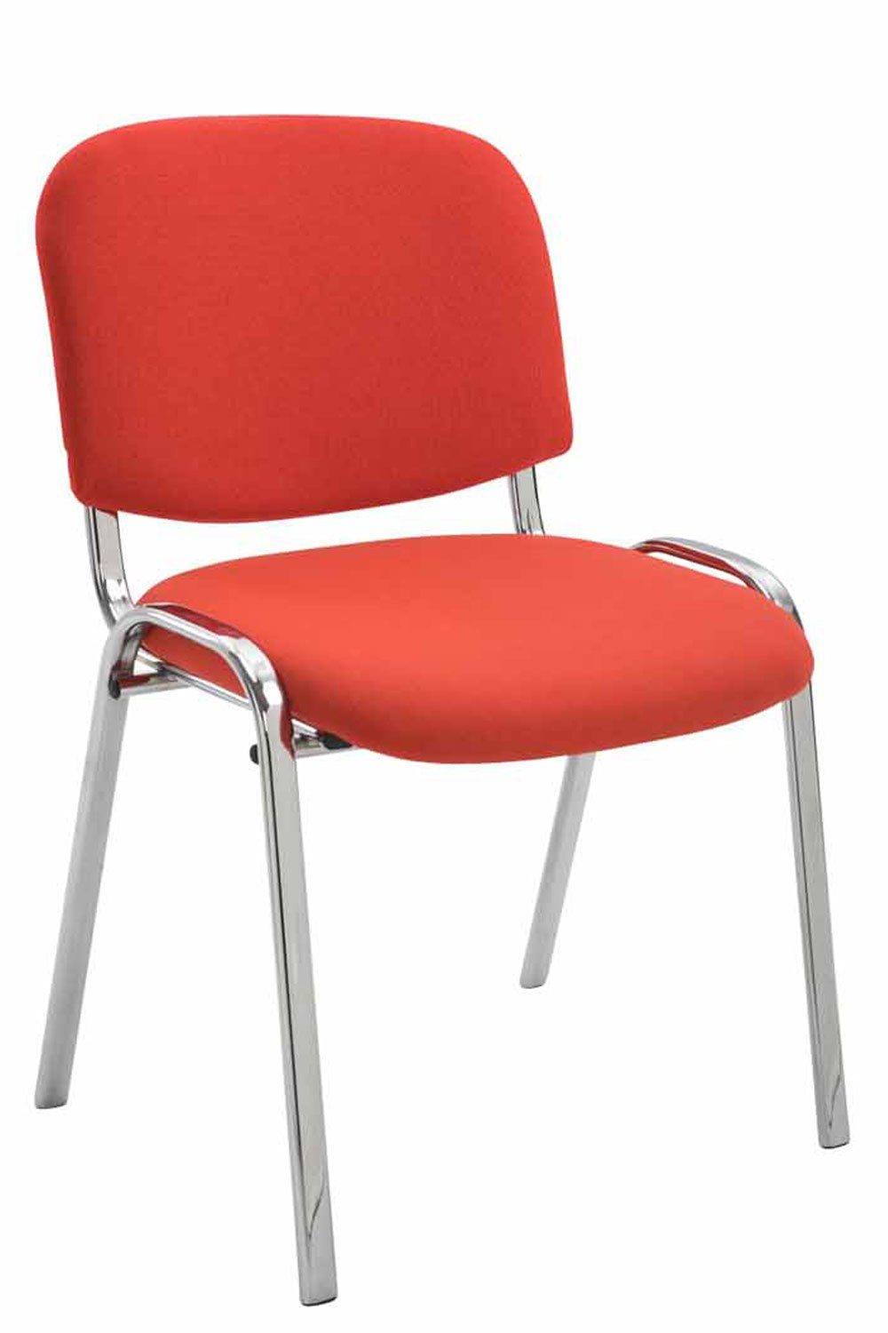 Besucherstuhl - - Stoff mit Gestell: rot (Besprechungsstuhl - Keen hochwertiger TPFLiving Konferenzstuhl Warteraumstuhl Messestuhl), - chrom Sitzfläche: Polsterung Metall