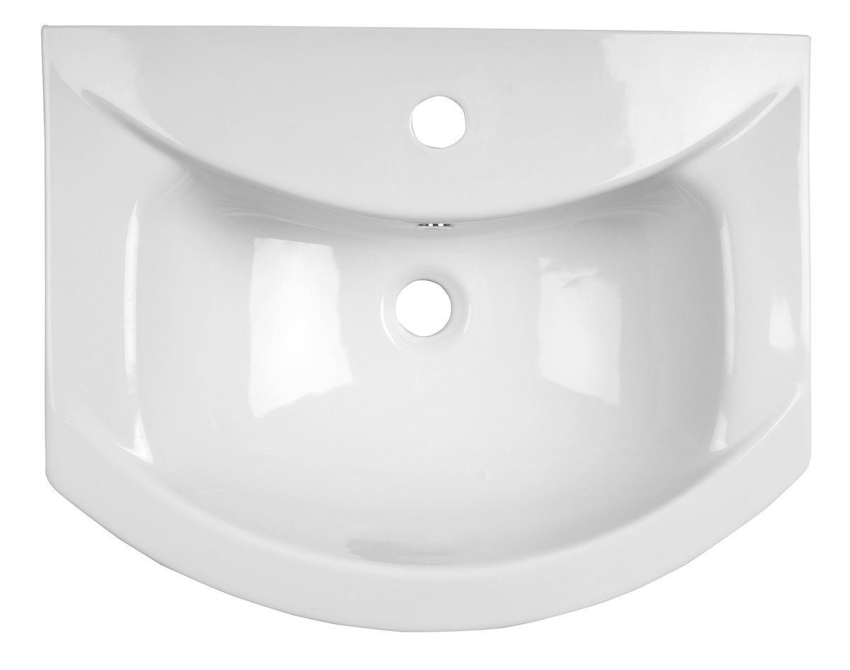 Aqualine Waschtisch ZERO Keramik-Waschtisch 55x43,5cm, weiß, Aqualine-6055