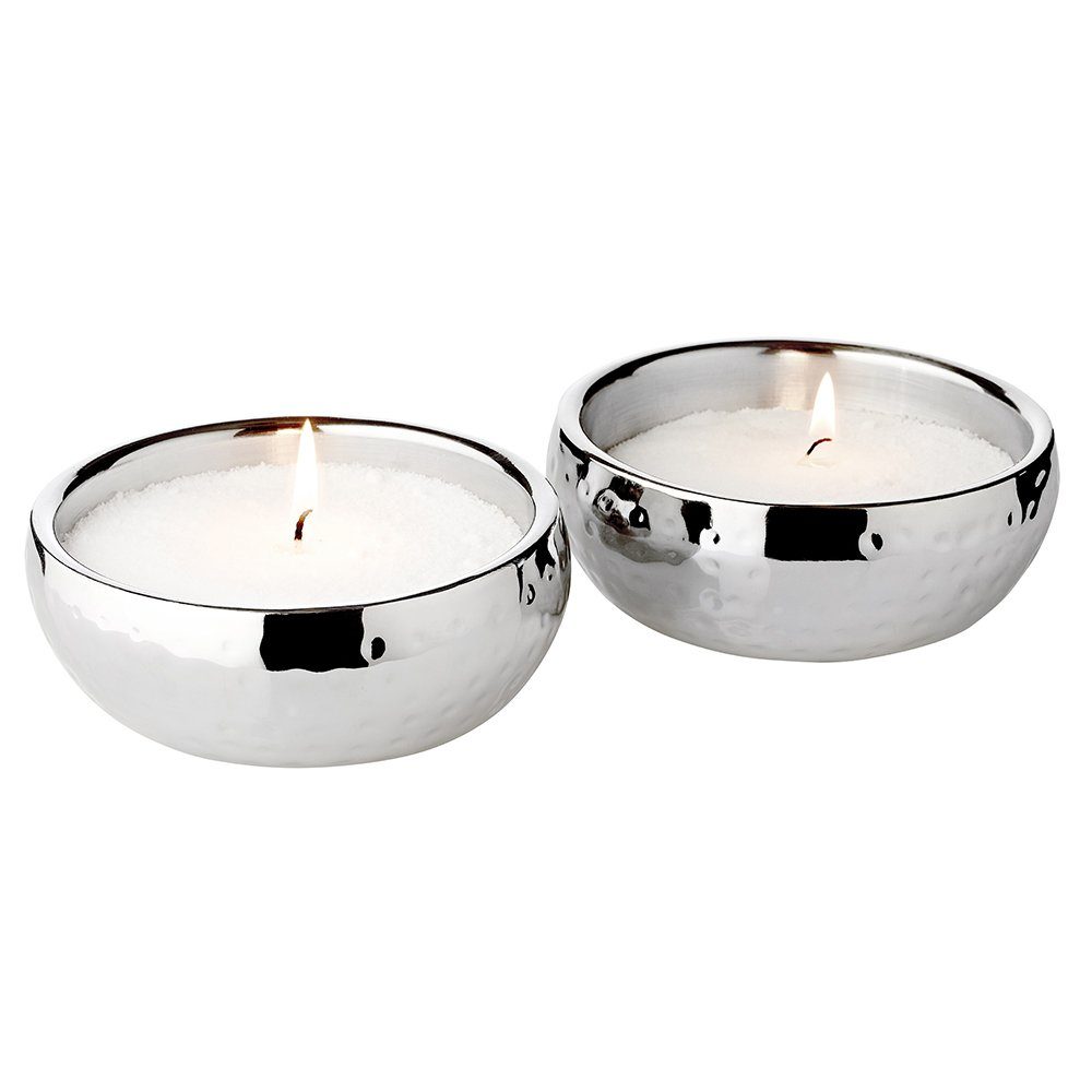 EDZARD Servierschale Pluto, Edelstahl, Edelstahl, Silber-Optik, hochglanzpoliert, gehämmert, H 5 cm