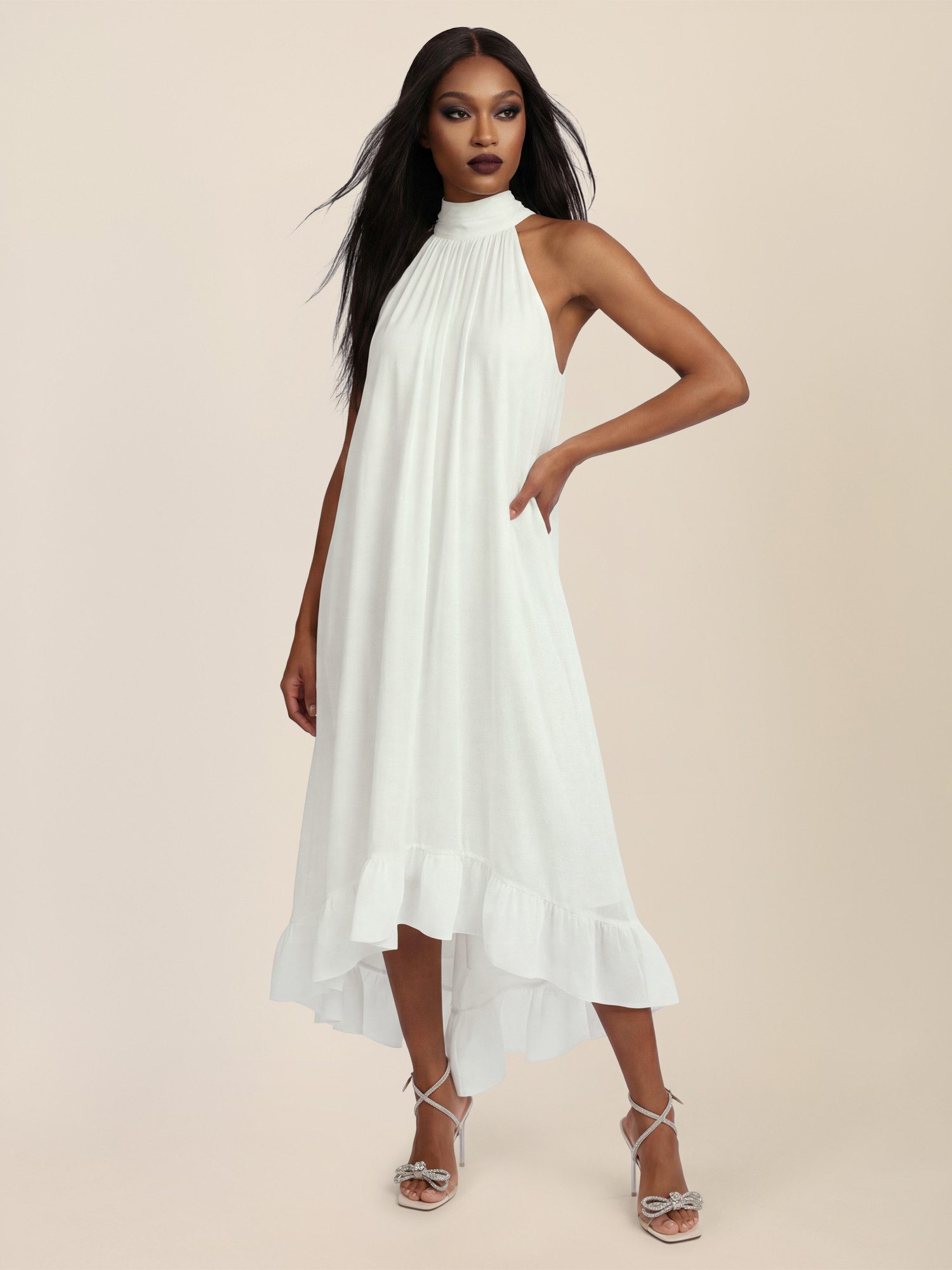 Apart Chiffonkleid mit Volantsaum