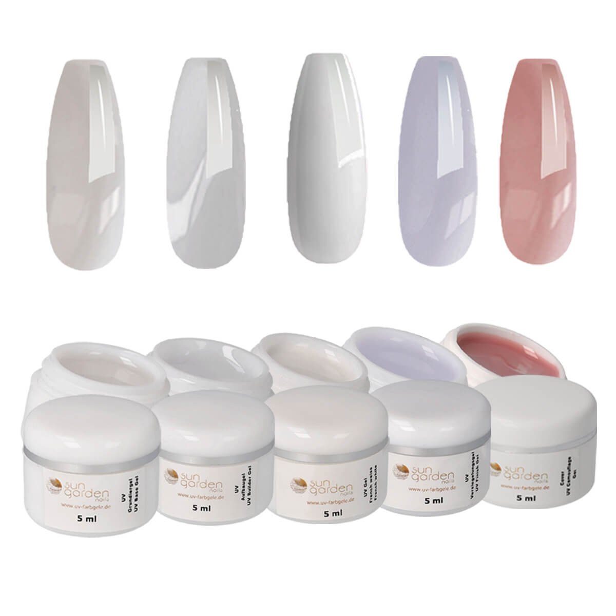 Sun Garden Nails Nagellack-Set UV Gel Nail Starterset Starlight + UV Gerät und Nageldesign Zubehör, für Einsteiger & Fortgeschrittene