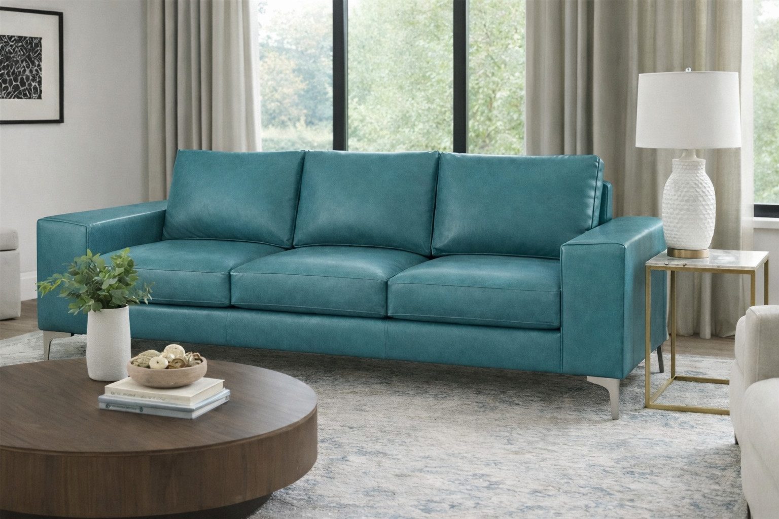 Xlmoebel 3-Sitzer Leder 3-Sitzer Luxuriöses Sofa Modernes Wohnzimmer Sofa Sofort, 1 Teile, Hergestellt in Europa