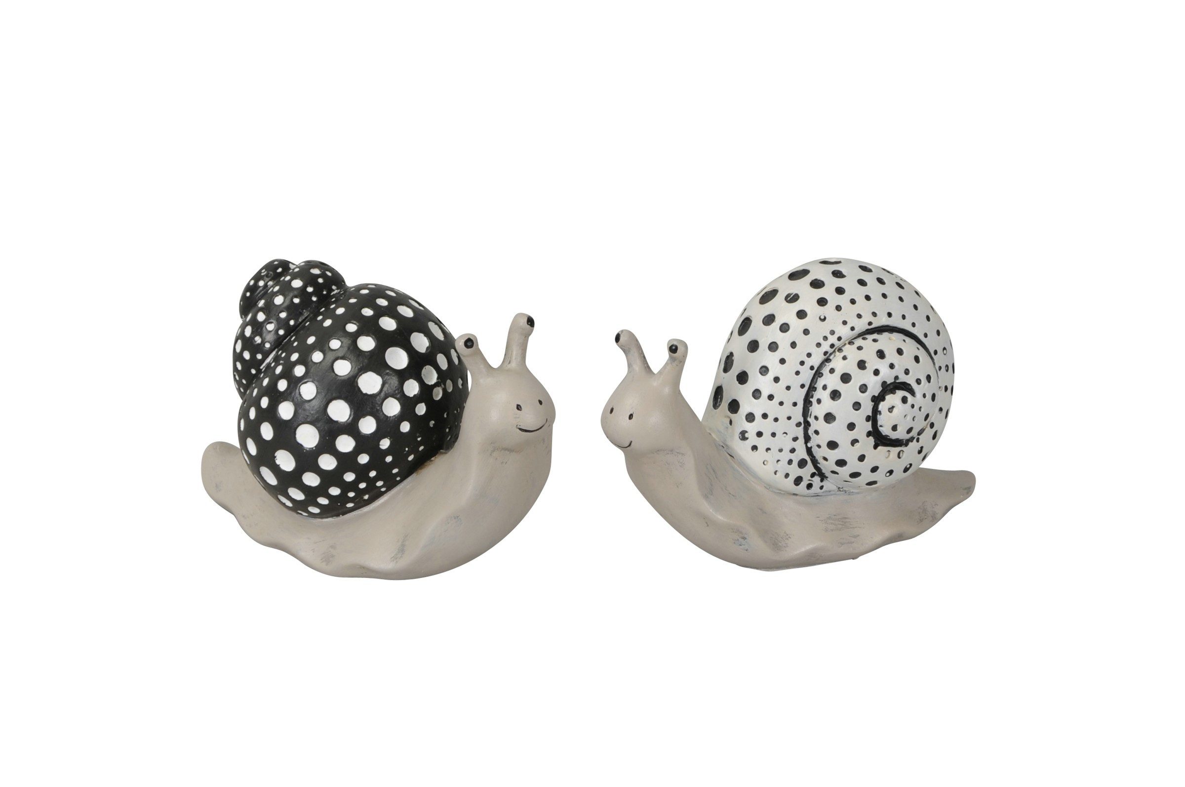 Dekofigur Schnecke 2fach sort. Skulptur H6,5 + 11cm grau-schwarz Figur