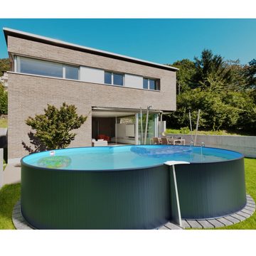 Planet Pool Achtformpool Stahlwandpool achtform 650x420x120 cm, Stahl 0,4 m (Einzelbecken), verzinkte Stahlwand