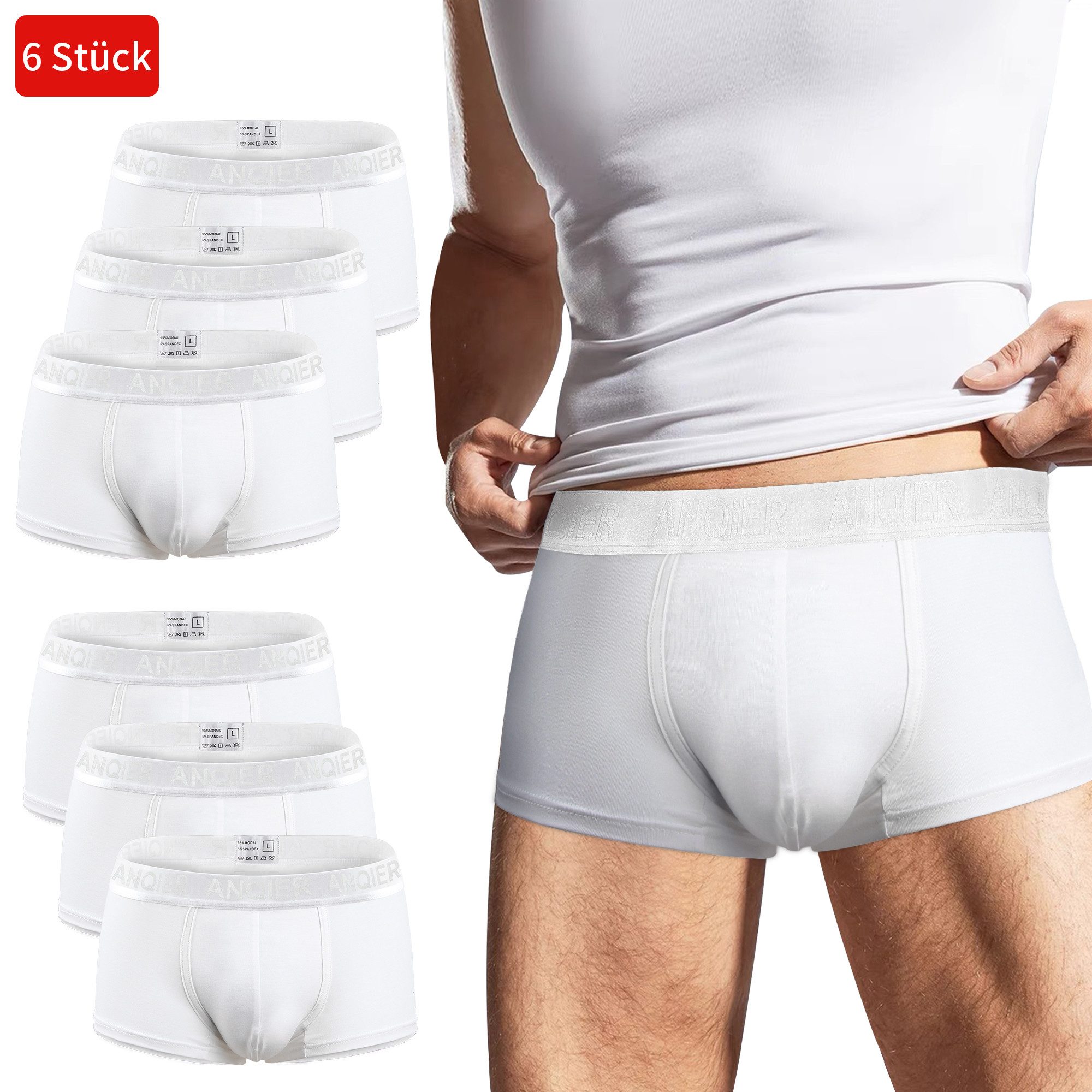 BEKOMIYA Boxershorts Boxershorts Herren 6 Pack Baumwolle Unterhosen Männer günstig online kaufen