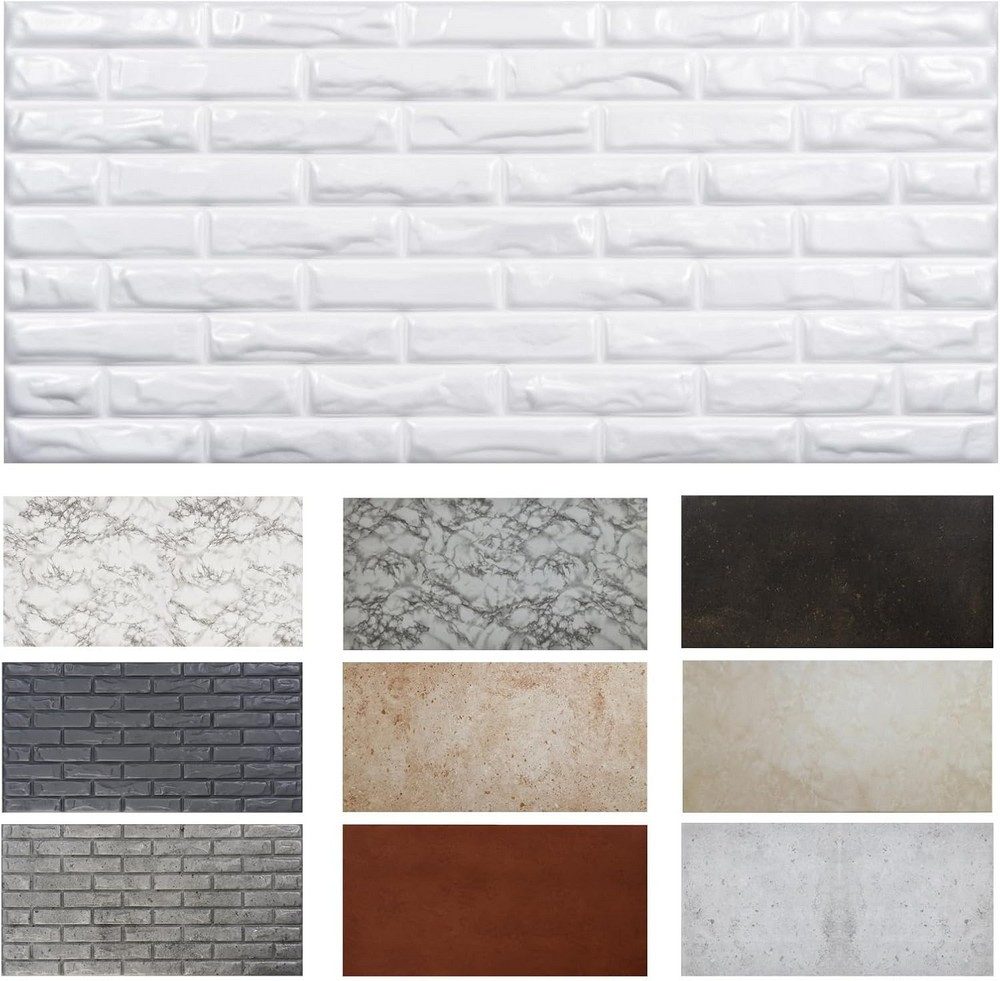 MDEKOR 3D Wandpaneel MDEKOR XPS Dekorative für Innenräume, (2-tlg) 1 m², Ziegeloptik 50x100 cm Brick White, Paneele 12 mm dick