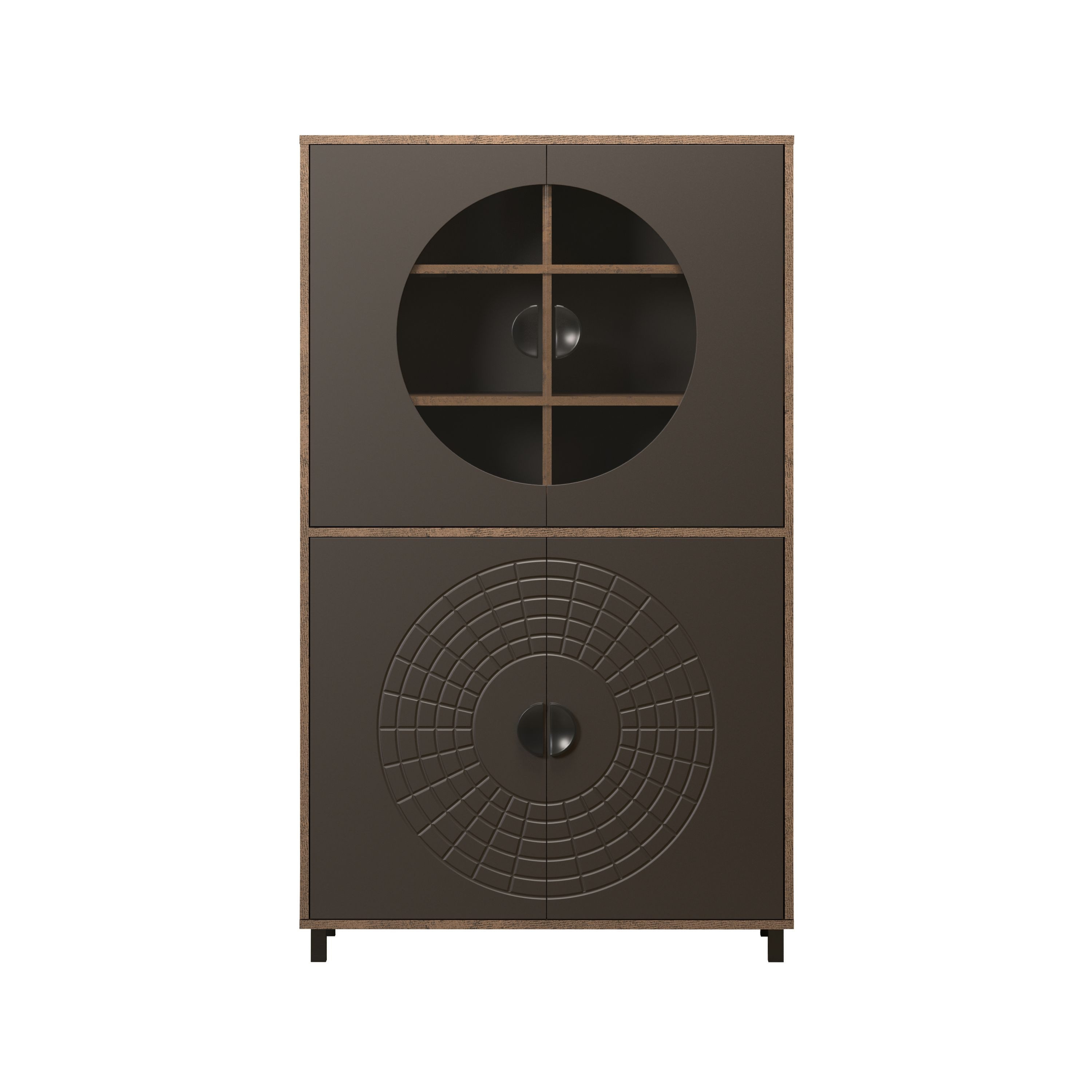 trendteam Standvitrine Highboard-Vitrine in Rostoptik & Perlbronze B/H/T: 97 / 163 / 42 cm