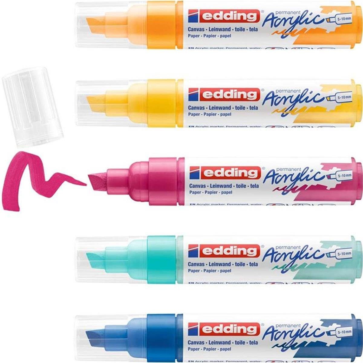edding Lackmarker edding 5000 Acrylmarker - breit - 5er-Set - abstrakt
