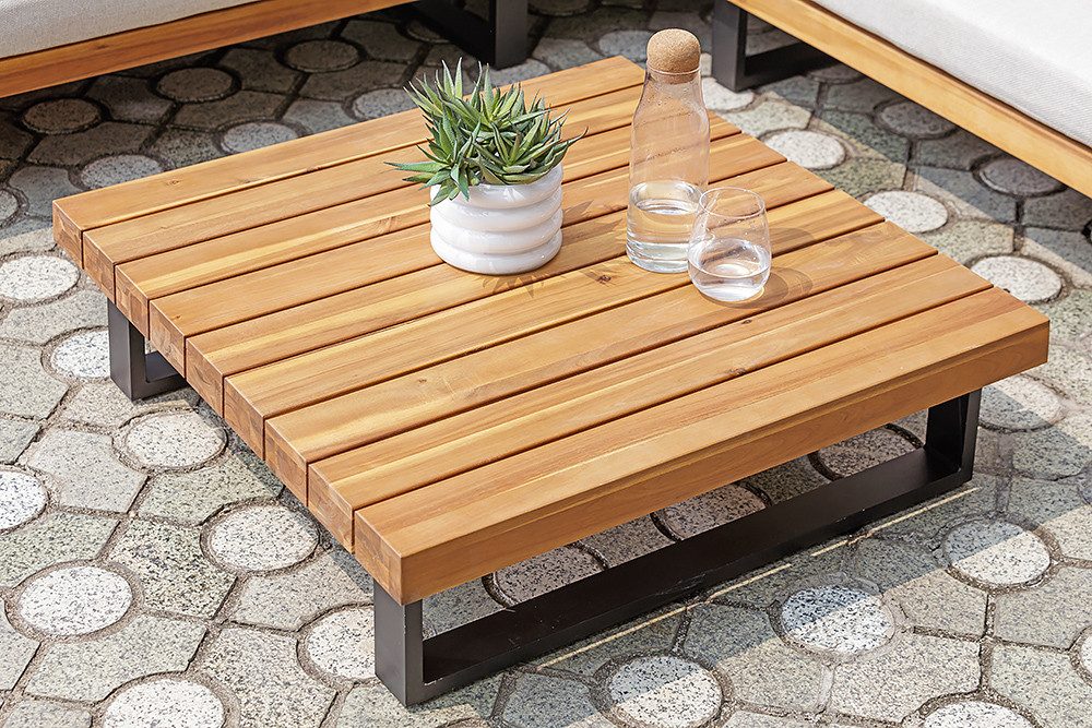 riess-ambiente Gartenlounge-Set ST. BARTH 255cm grau natur – Outdoor Sitzecke inkl. Tisch & 9 Kissen, (Set, 2-tlg., Sitzecke, Tisch, 3x Sitzkissen, 6x Rückenkis – Bild 4 von 5