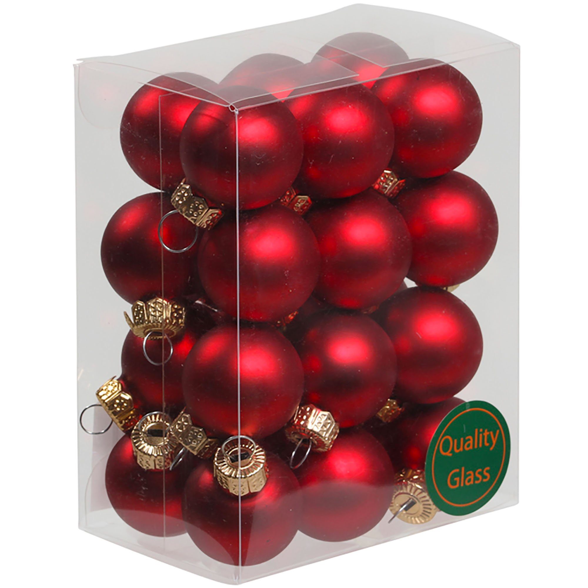Annastore Weihnachtsbaumkugel Kleine Baumkugeln aus Glas Ø 2 cm/3 cm - Christbaumkugeln, Baumschmuck, Christbaumschmuck Rot matt - 24 Stück