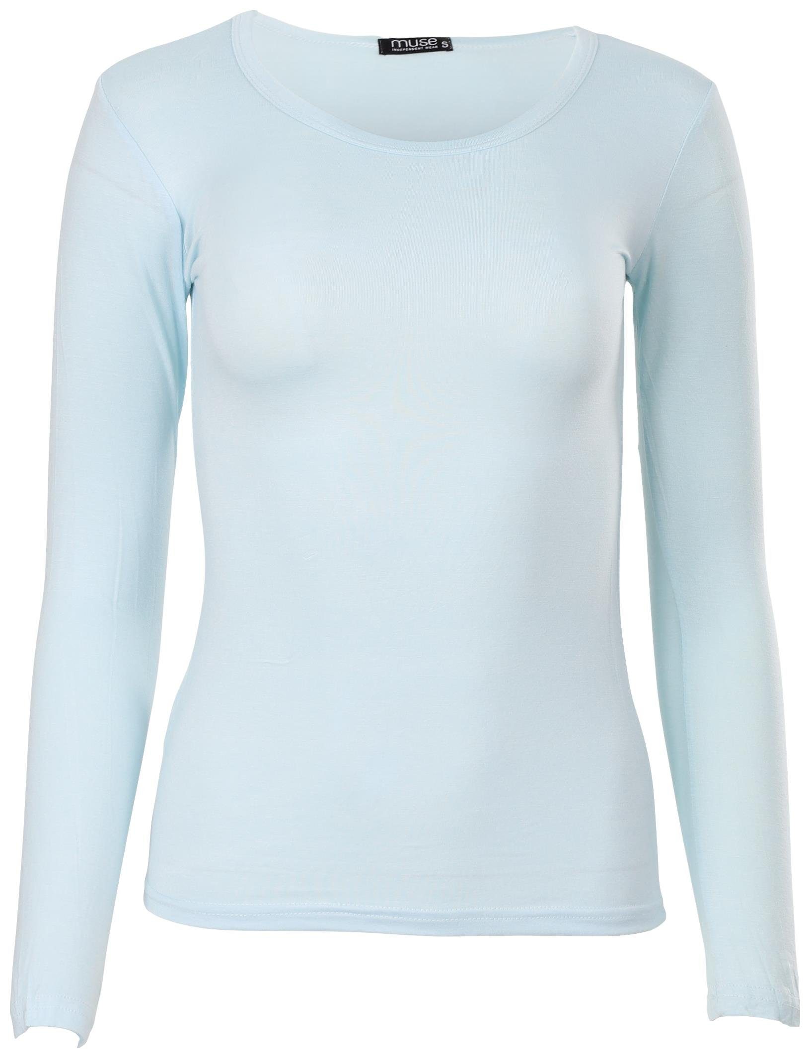 Muse Rundhalsshirt Basic Rundhals Langarmshirt Skinny günstig online kaufen