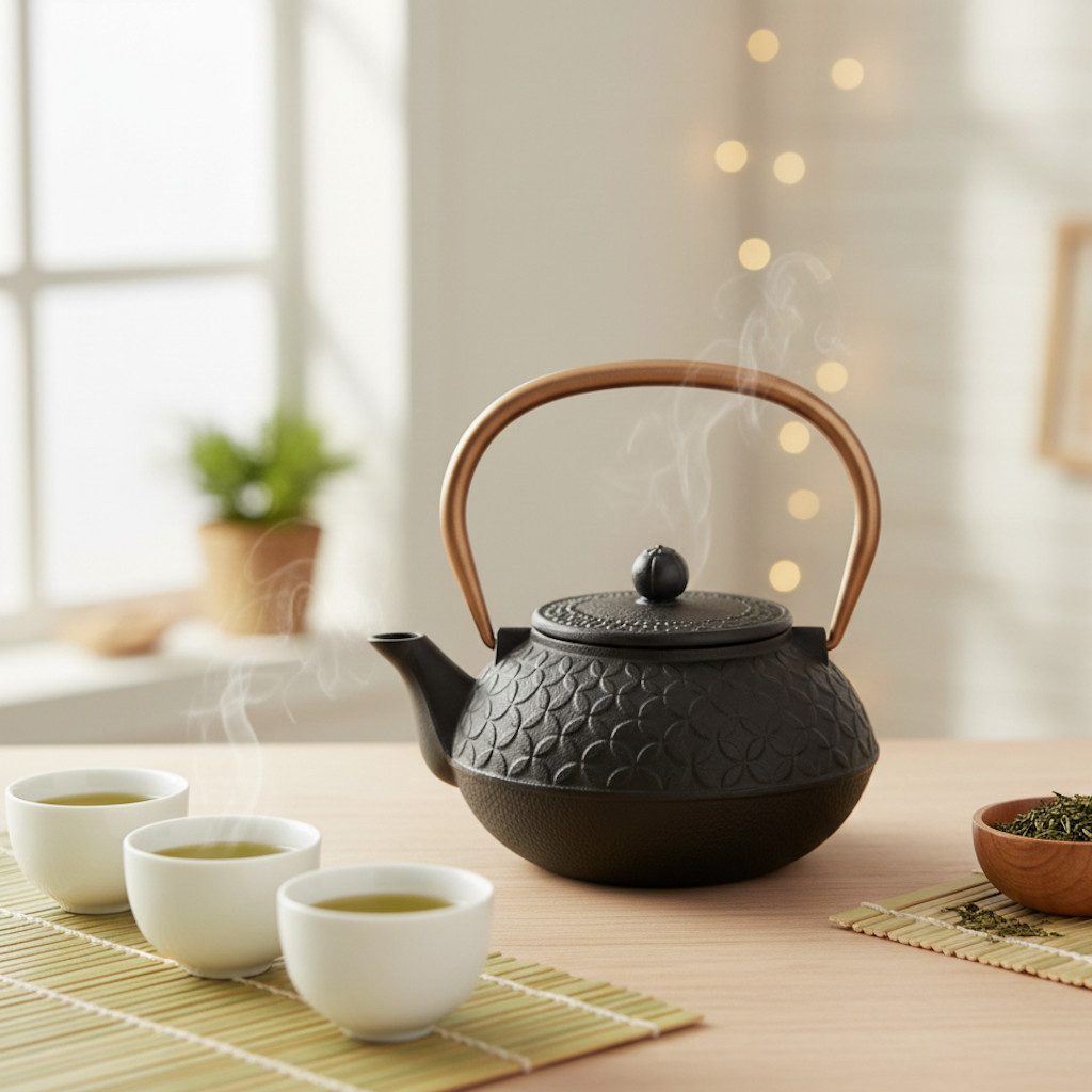 MF Teekanne Teekanne Nagano Gusseisen 1000ml Schwarz mit Sieb, (2-St)