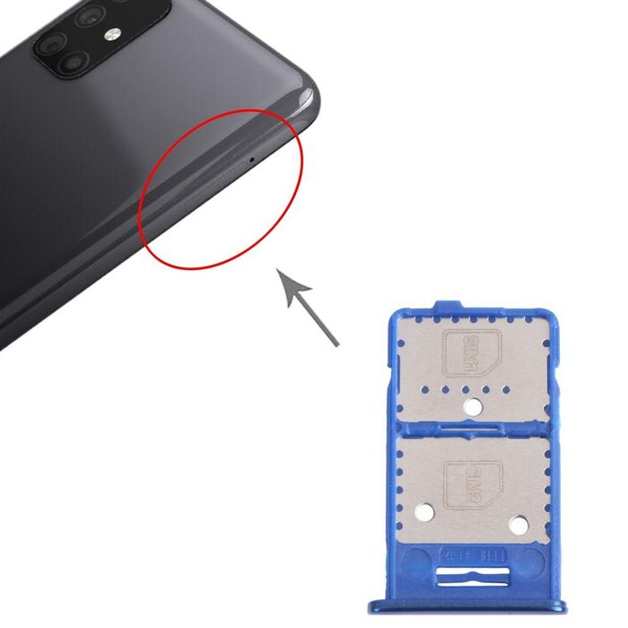 Wigento Dual Sim Karten + Micro SD Halter Card Tray für Samsung Galaxy M31s Blau Ersatzteil Smartphone-Adapter 0 cm