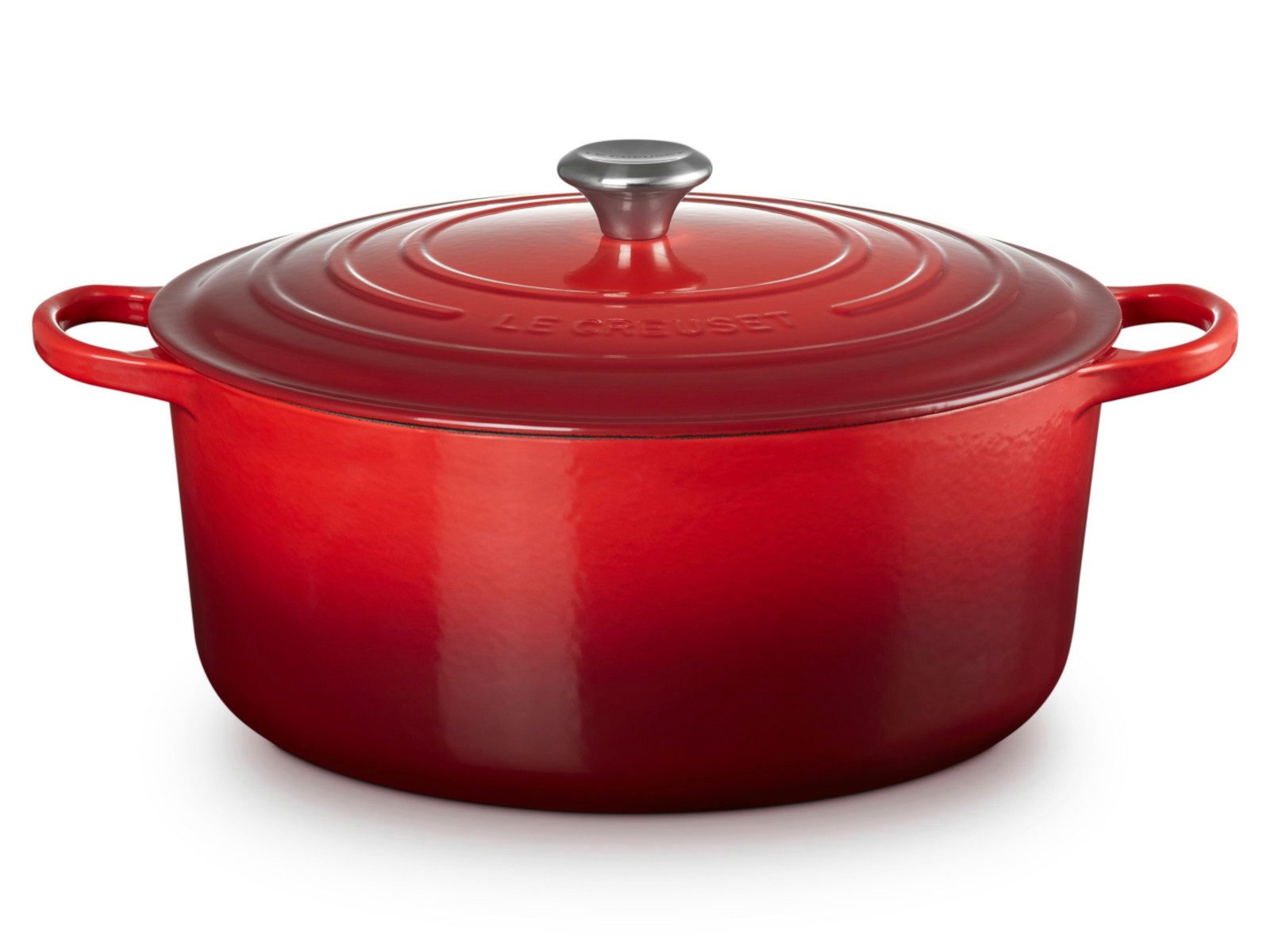 LE CREUSET Bräter Bräter Signature rund kirschrot 34cm, Emailliertes Gusseisen