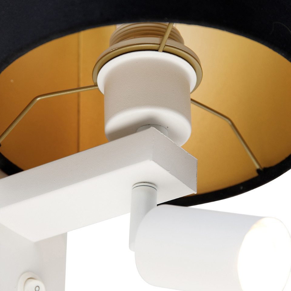 Qazqa LED Leselampe Brescia combi, ohne Leuchtmittel, Warmweiß, QAZQA Lese­leuchte, e27, gold, Stahl, Modern