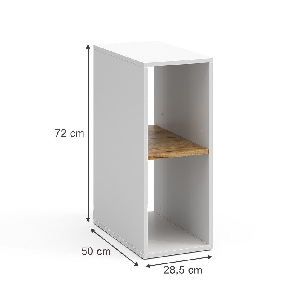 Vicco PC-Schrank Tomy, Weiß/Goldkraft Eiche, 28.5 x 50 cm mit 2 offenen Fäc günstig online kaufen