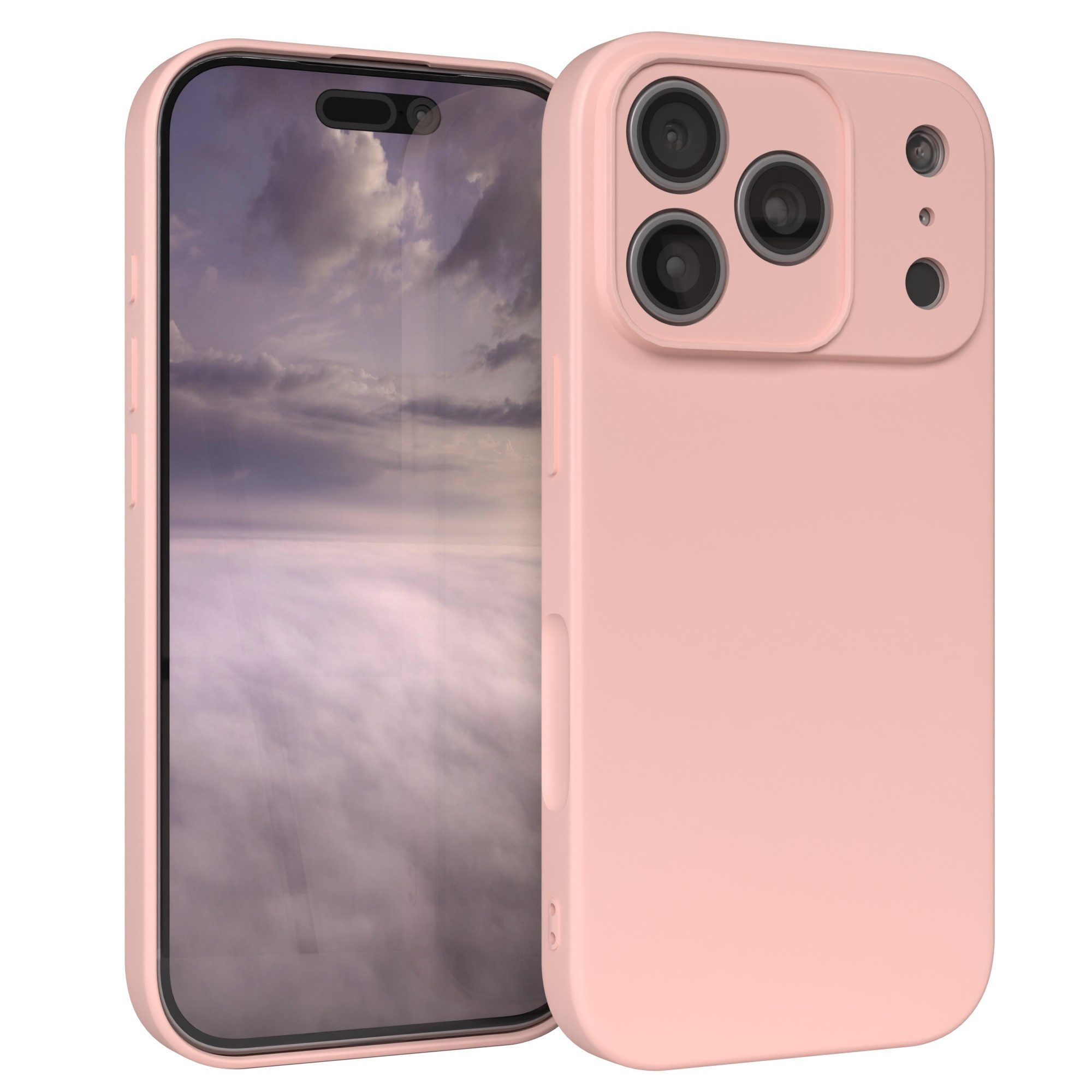 EAZY CASE Handyhülle für Apple iPhone 17 Pro Hülle Silikon 6,3 Zoll, Hülle mit Kameraschutz Bumper Case Silikonschutzhülle Rosa / Altrosa