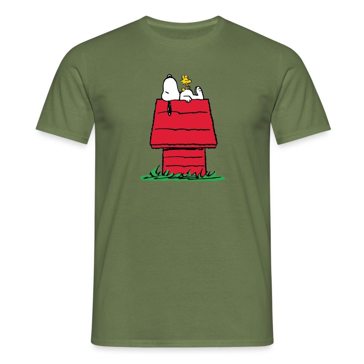 Spreadshirt Peanuts Snoopy Und Die Hundehütte Männer T-Shirt (1-tlg)