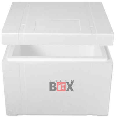 THERM-BOX Thermobehälter »Styroporbox 53W«, Styropor-Verdichtet, (Box mit Deckel im Karton), Wand: 5,0cm Volumen: 53,2L Innenmaß:47x38x29cm Isolierbox Thermobox Kühlbox Warmhaltebox Wiederverwendbar