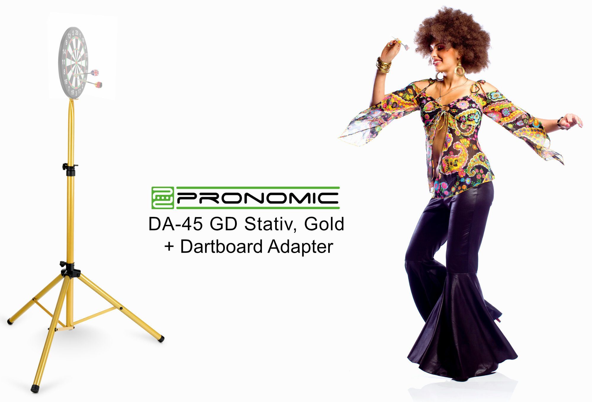 Pronomic Dartscheibe DA-45S Ständer für Dartscheibe - Dartboard Halterung - Dartständer, (Spar-Set, 2-tlg., inkl. Ständer und Dartboard-Halter), aus pulverbeschichtetem Stahl, höhenverstellbar