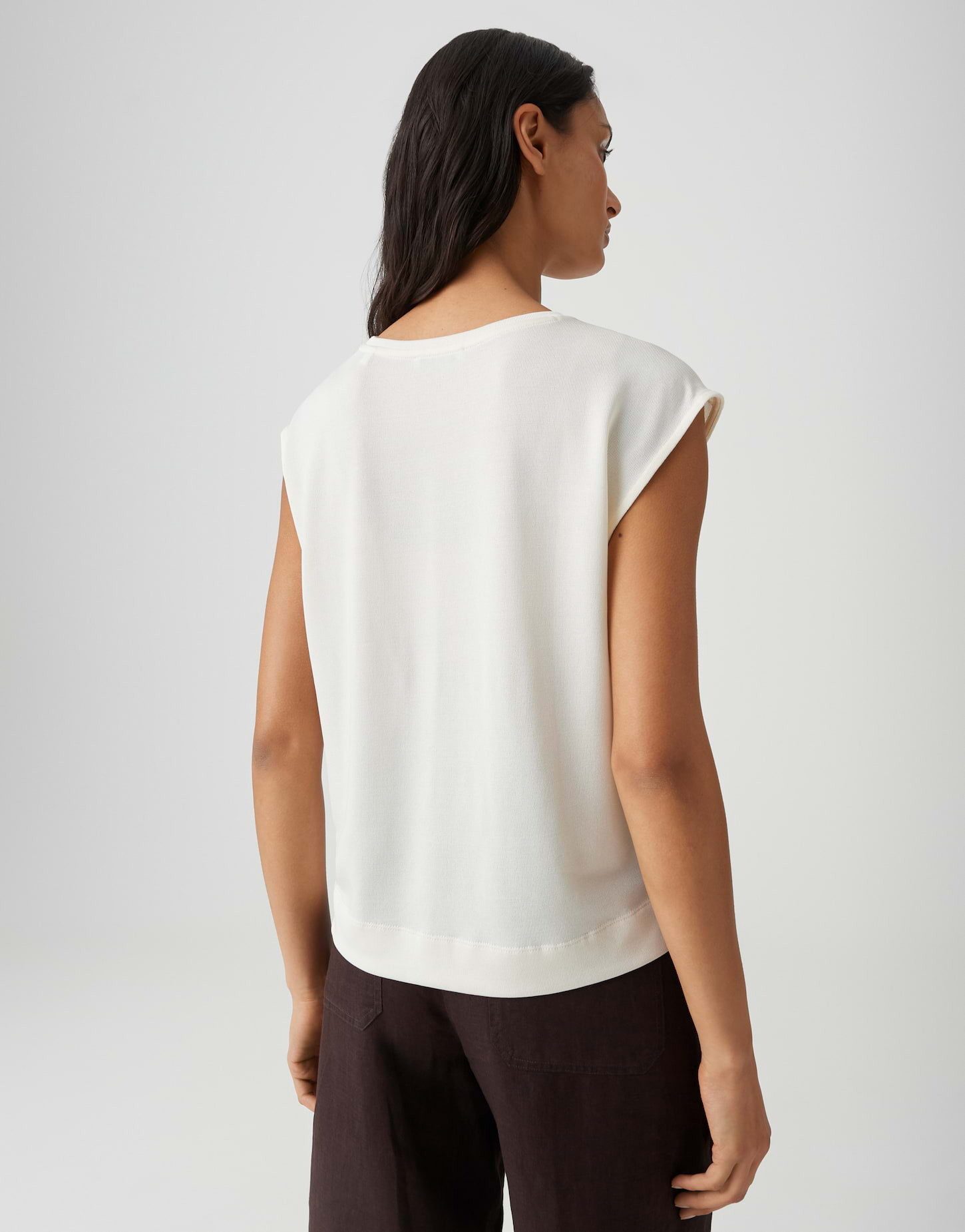 OPUS Kurzarmshirt Slummi Regular Fit mit Rippstruktur Mit kleinen Schlitzen an der Seite