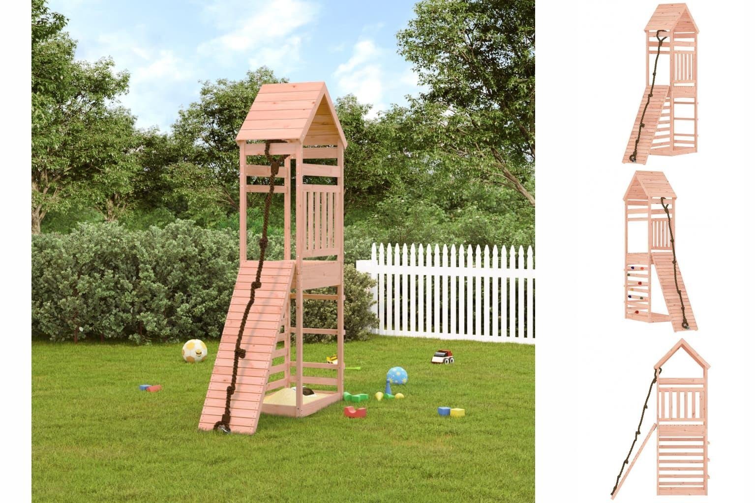 vidaXL Spielhaus Spielturm mit Kletterwand Massivholz Douglasie Kinder Garten Klettertu