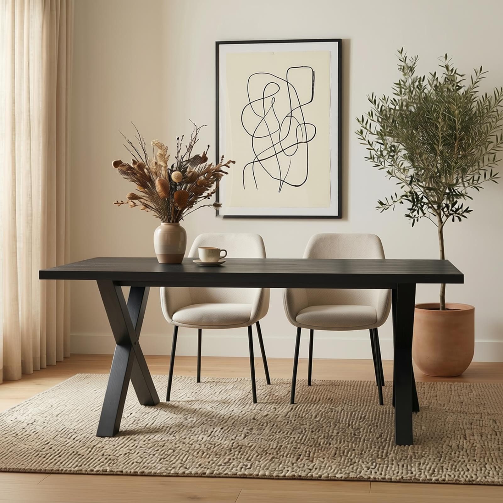 IDIMEX Esstisch OSIMO, Esszimmertisch 160x80 cm mit X-Gestell und Melamin-Dekor Schwarz