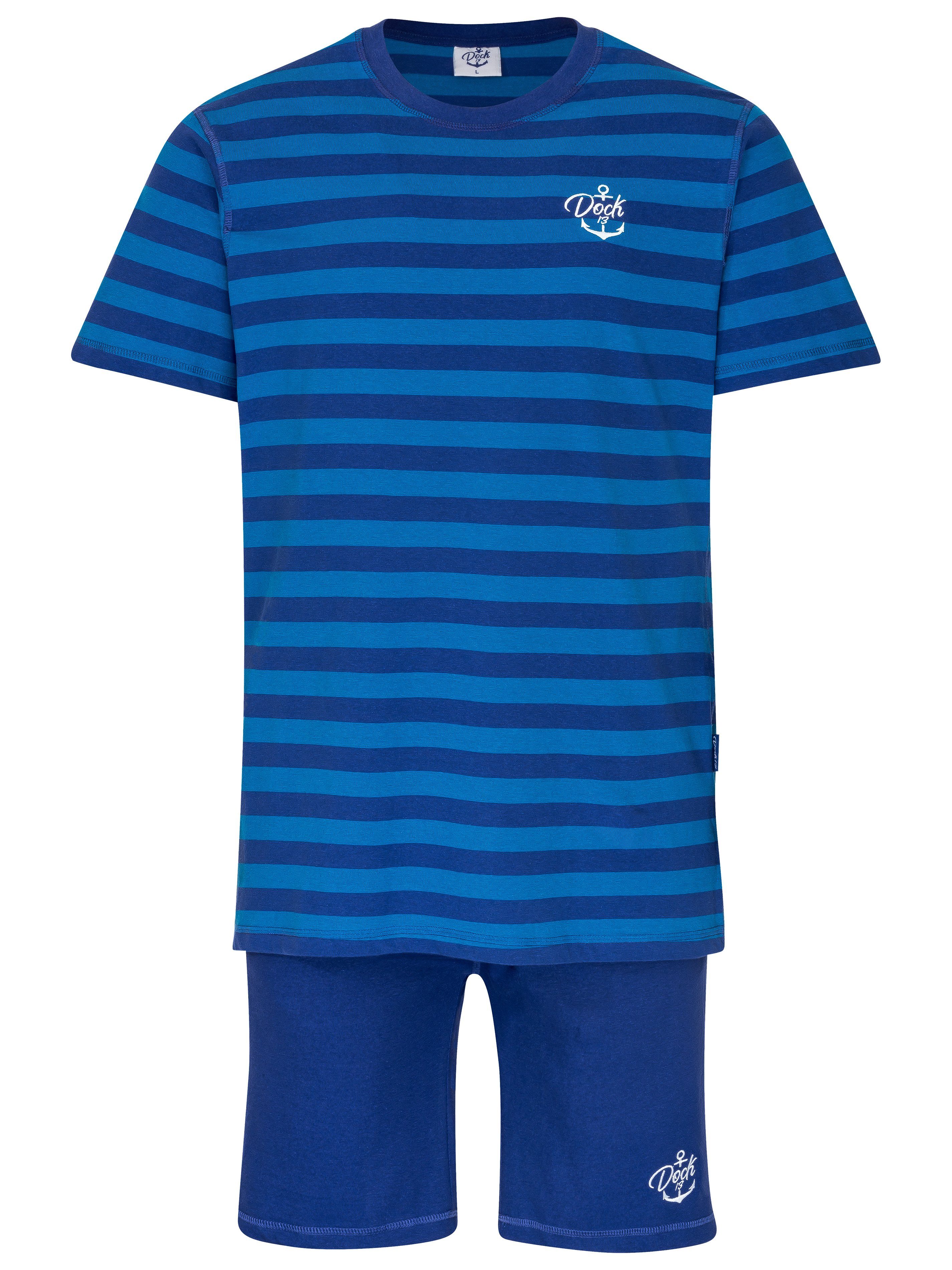 Dock13 Pyjama Dock13 Zweiteiliger Herren Schlafanzug Kurz (Zweiteiliges-Set, 2 tlg) Logo Webbung,Logo gestickt,Hose mit Taschen