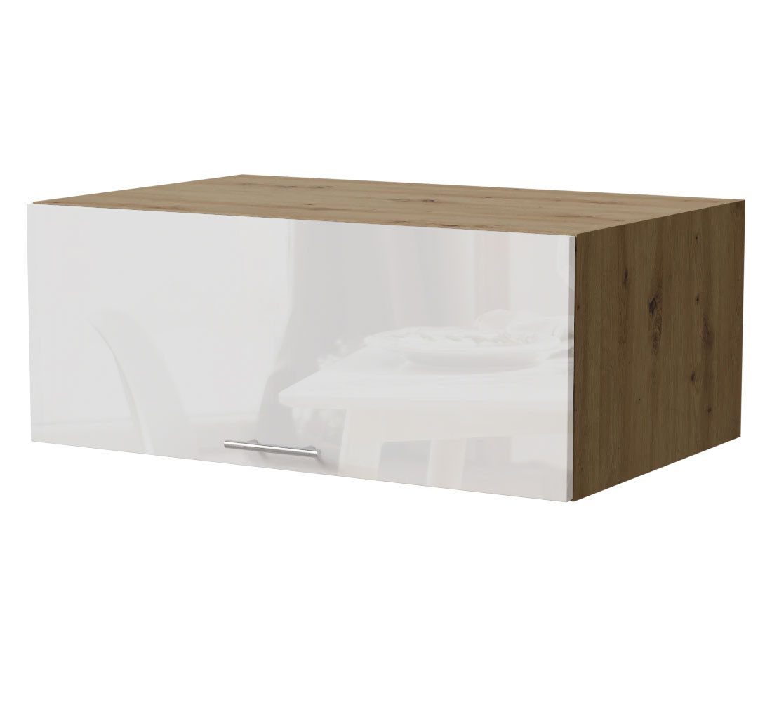 Feldmann-Wohnen Klapphängeschrank Essen (W6B/90, 1 Klappe, innen 1 Fach, 1-St., moderne Optik, lackierte Fronten) 90x59x36cm Eiche Artisan - weiß Hochglanz (ES-W6B/90)