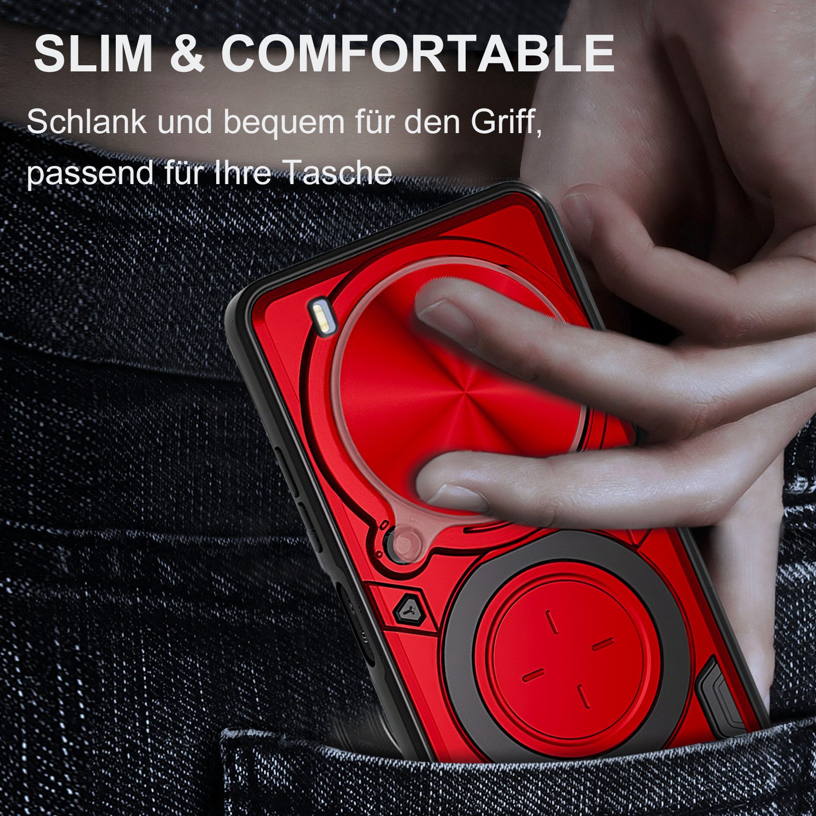 betterfon Handyhülle für ZTE Blade Hülle mit Slide Kameraschutz Ringhalter, Outdoorhülle mit Smartstand, Silikonkern & präziser Passform – Bild 5 von 5
