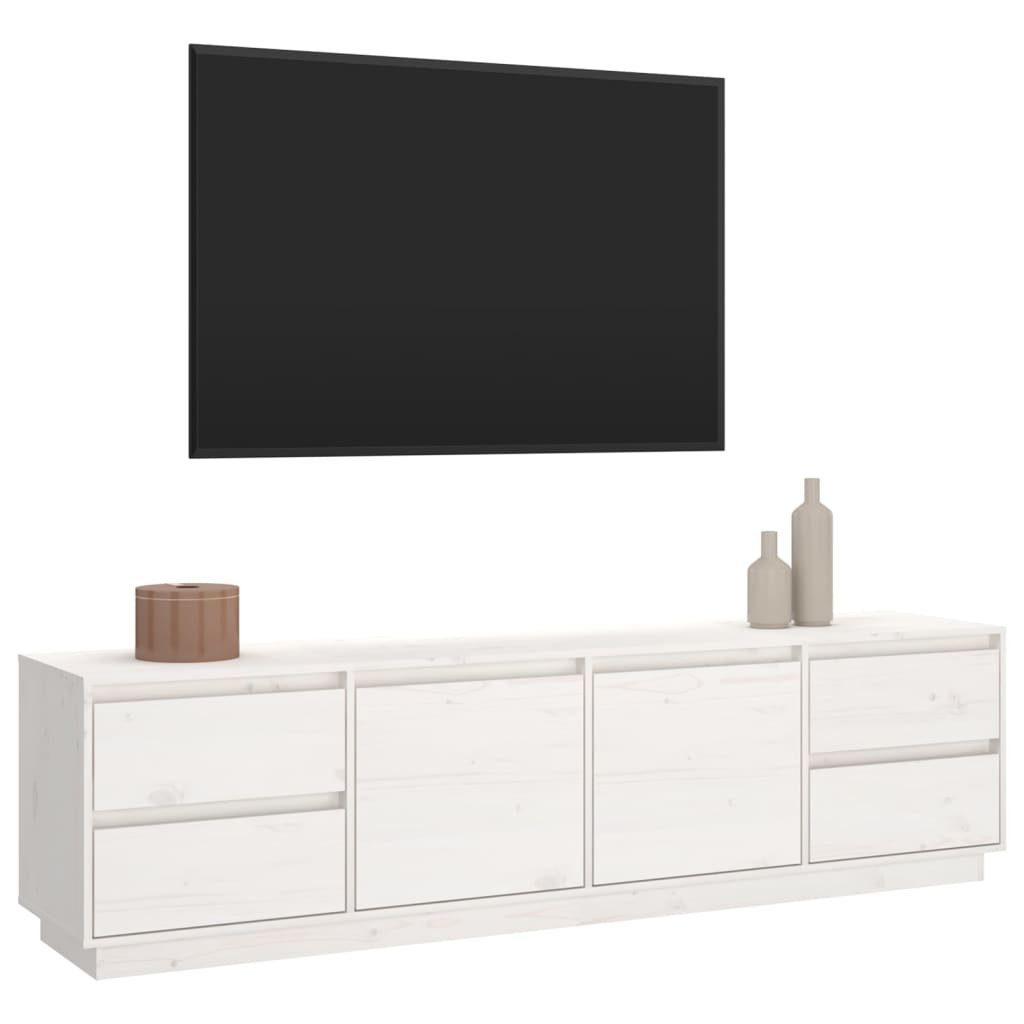 furnicato TV-Schrank Weiß 176x37x47,5 cm Kiefer Massivholz