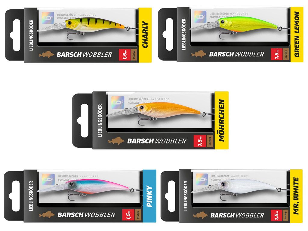 Lieblingsköder Kunstköder Barschwobbler Set - Lieblingsköder - 5 er Set Trübes Wasser, (trüb, 5-St. Barschwobbler trüb), Effektiver Lauf, Exzellente Verarbeitung