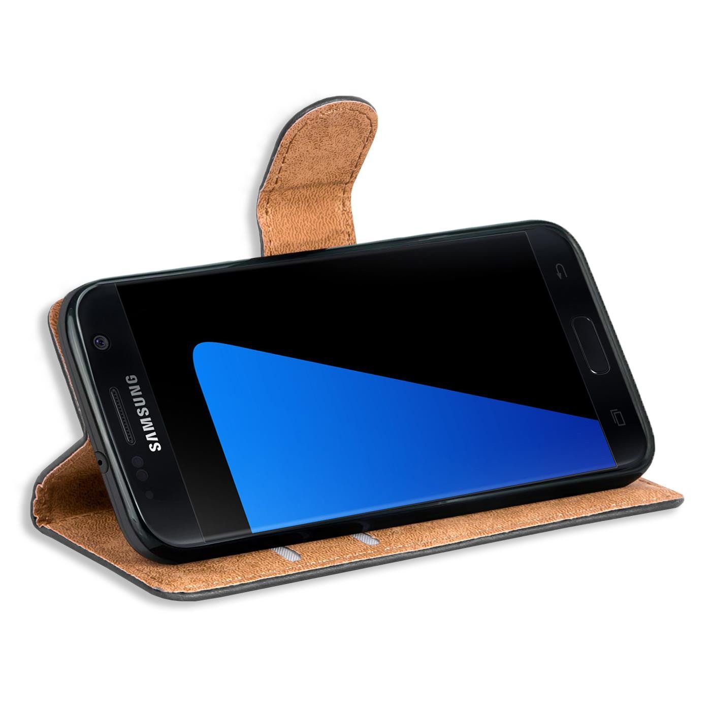 CoolGadget Handyhülle Book Case Handy Tasche für Samsung Galaxy S7 5,1 Zoll, Hülle Klapphülle Flip Cover für Samsung S7 Schutzhülle stoßfest