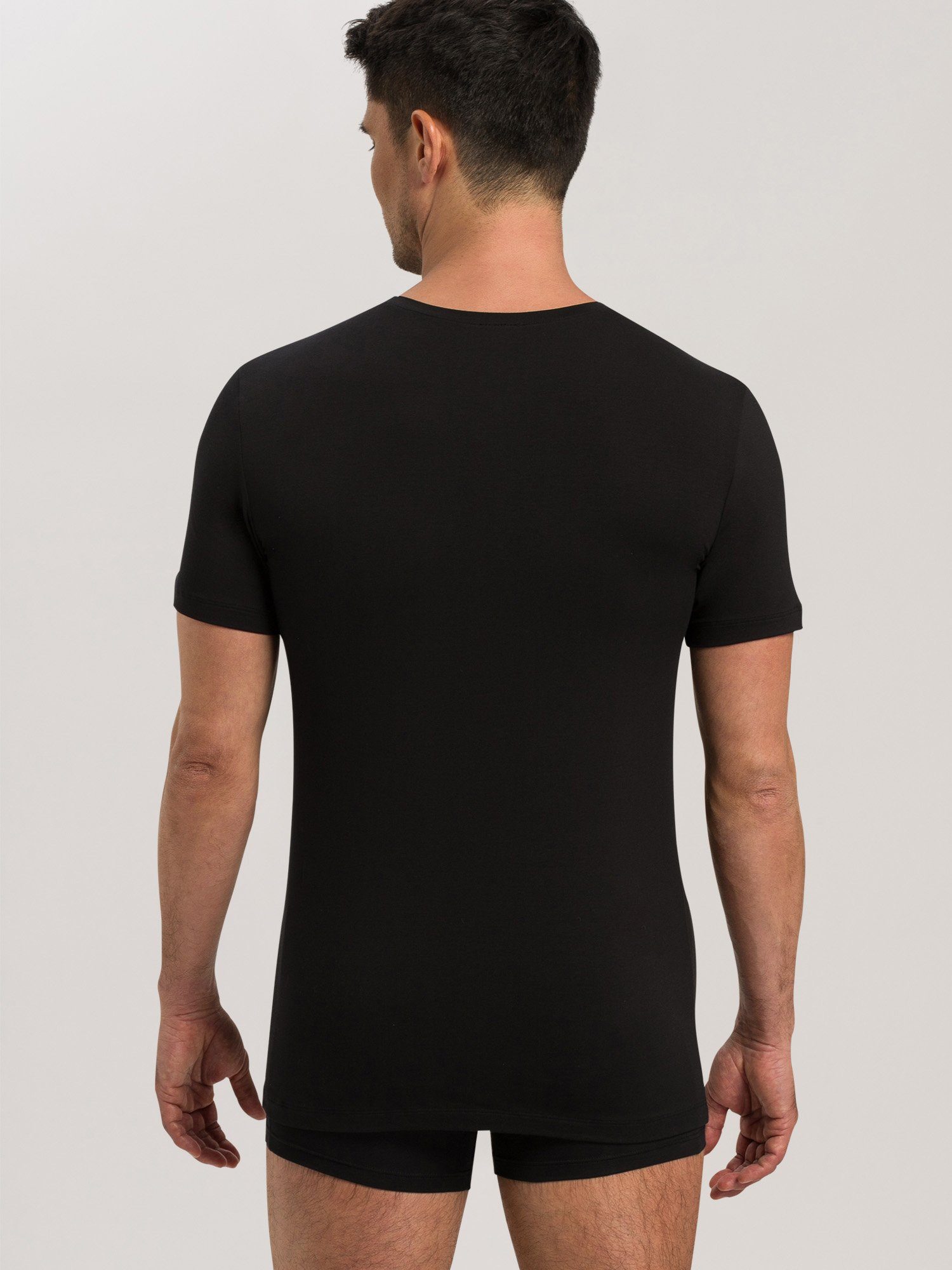 black Superior Hanro Cotton V-Shirt