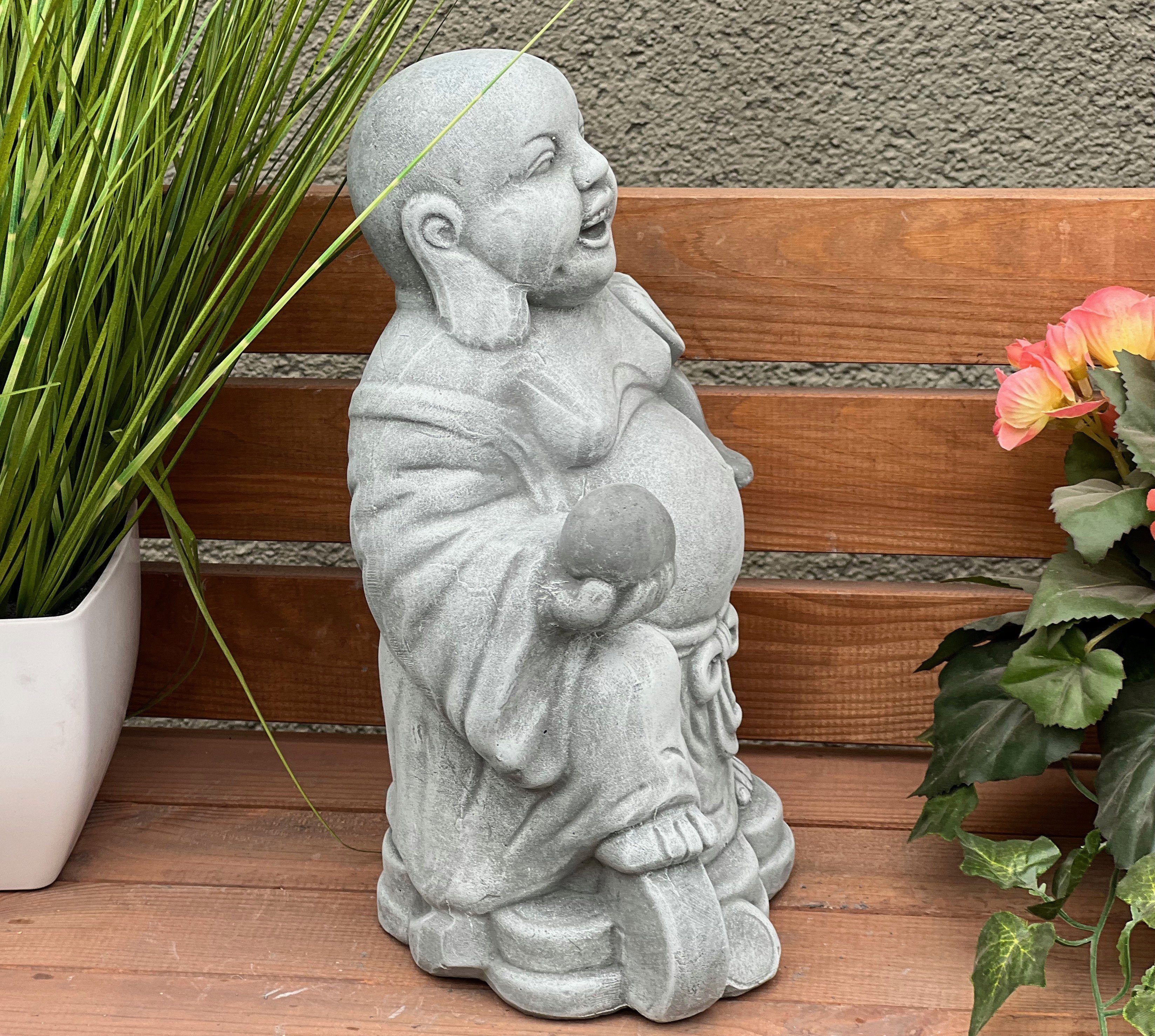 and Mönch Gartenfigur Steinfigur Stone Buddha Shaolin stehend dicker Style