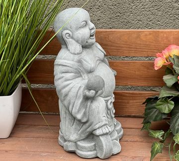 Stone and Style Gartenfigur Steinfigur dicker Shaolin Buddha Mönch stehend