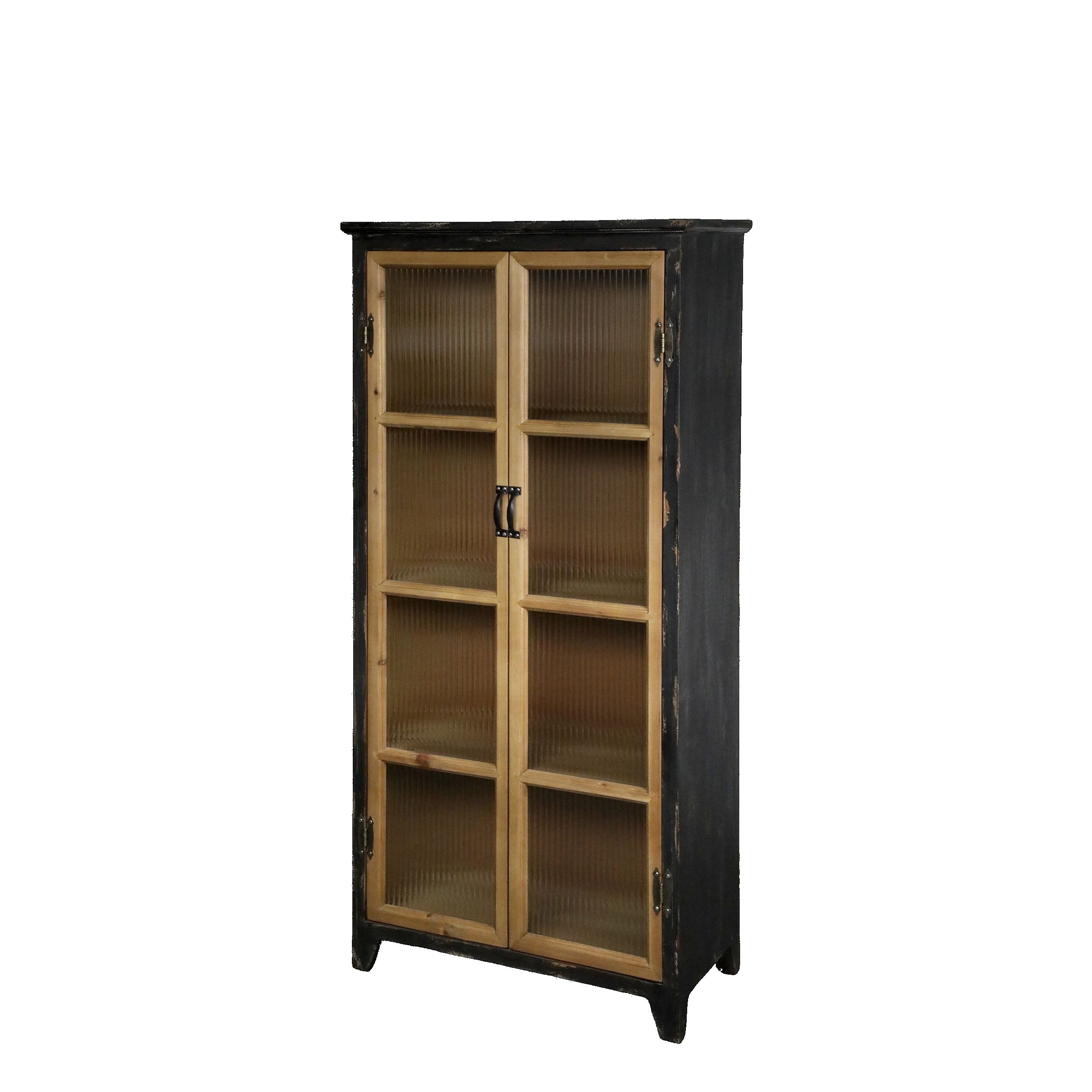 Chic Antique Vitrine Vintage Mathéo Holz Metall geripptes Glas