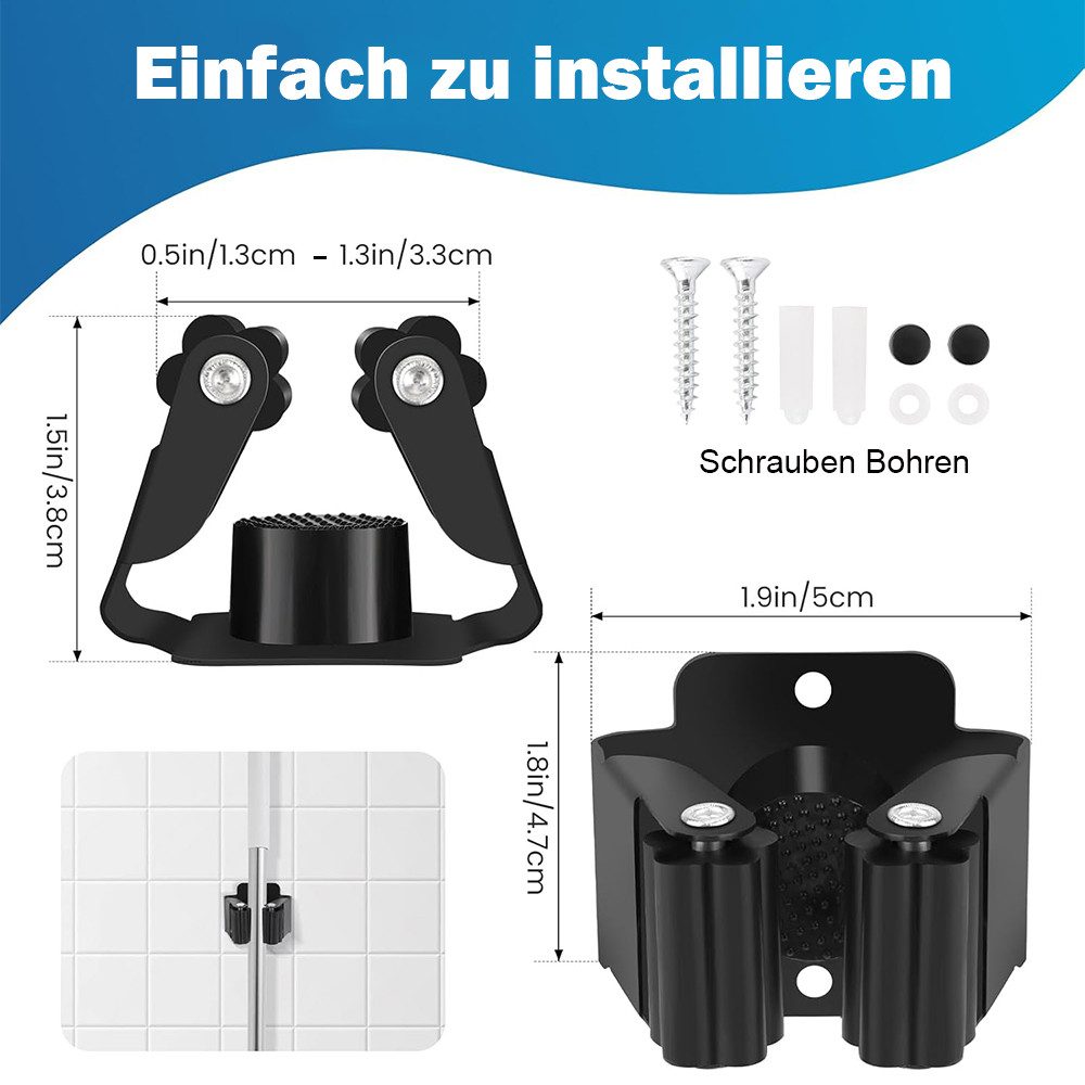 TUWENA Klemmhalter 10 Stück Besenhalterung Wand, Gartengerätehalter, Gerätehalter, 10-tlg., Edelstahl Wandhalterung für Wischmopp, Besen, Schaufel, Werkzeuge