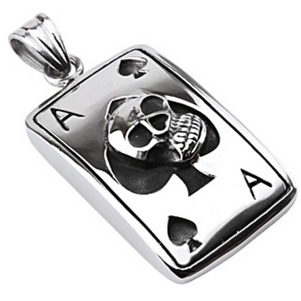 Anhänger Set Anhänger Totenkopf Ass Silber aus Edelstahl Unisex