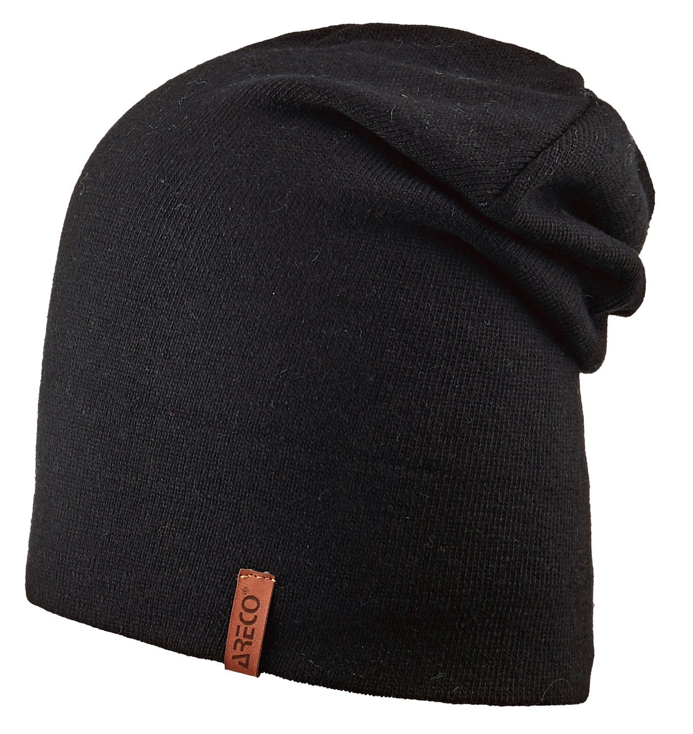 Areco Strickmütze Long-Beanie leicht, aus 100 warm weich Kaschmir-Mix & schwarz