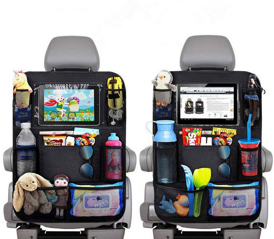 XDeer Auto-Rückenlehnentasche 2 Stück Auto Organizer  Kinder,Rückenlehnenschutz Auto Kinder mit, Durchsichtigem Tablet  Tasche,Oxford Wasserdicht Autositz Organizer